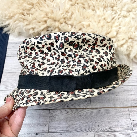 Straw Cheetah Print Fedora Beach Hat - Picture 5 of 10